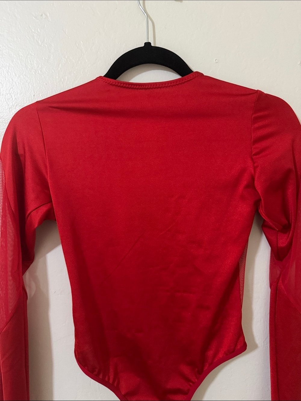 Red Sheer Corset-Style Long Sleeve Bodysuit. New without tags (NWOT) - Picture 6 of 7